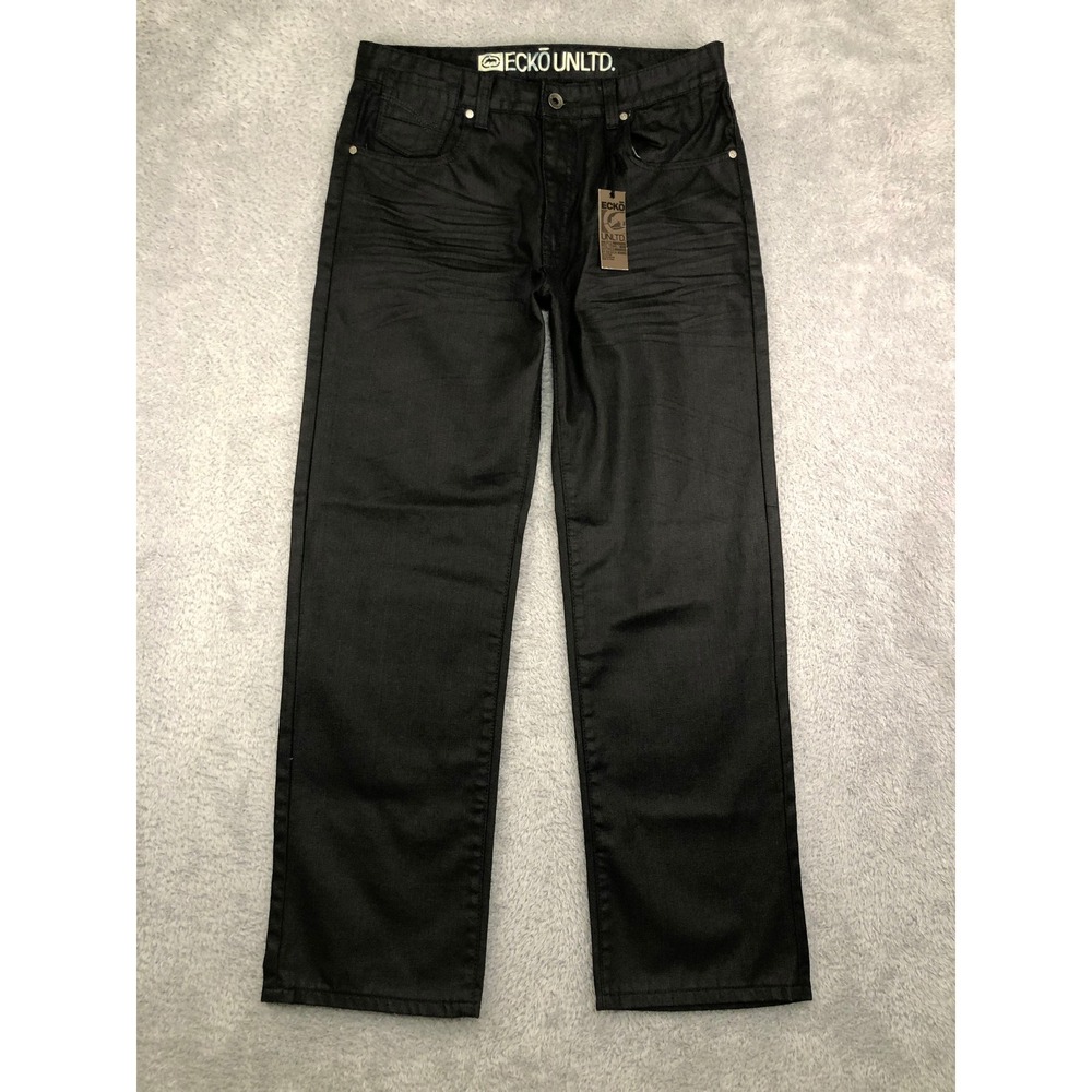 Ecko Unltd Jeans Men 34x32 Black Relaxed Fit 759 Coated